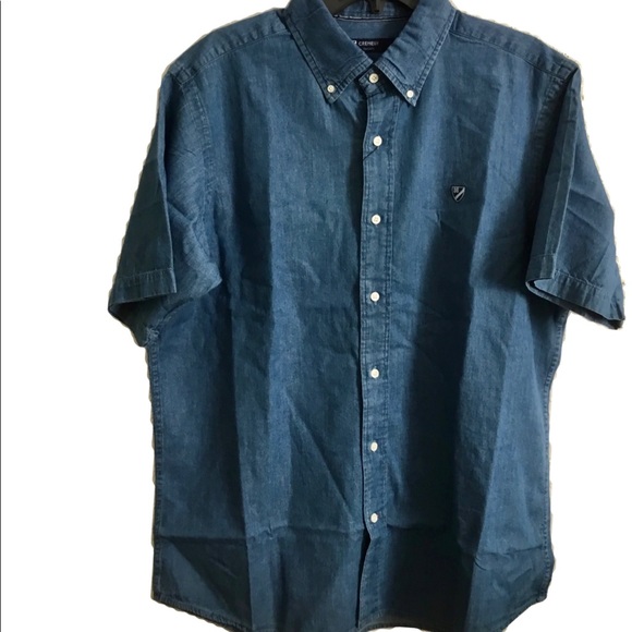 BUTTON DOWN SHORT SLEEVES DENIM SHIRT - Picture 5 of 6